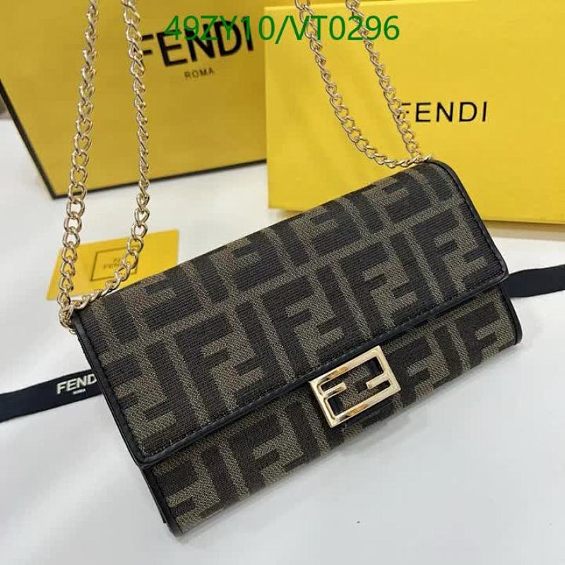 Fendi FF Vert Wallet on Chain in Brown Cowhide Leather