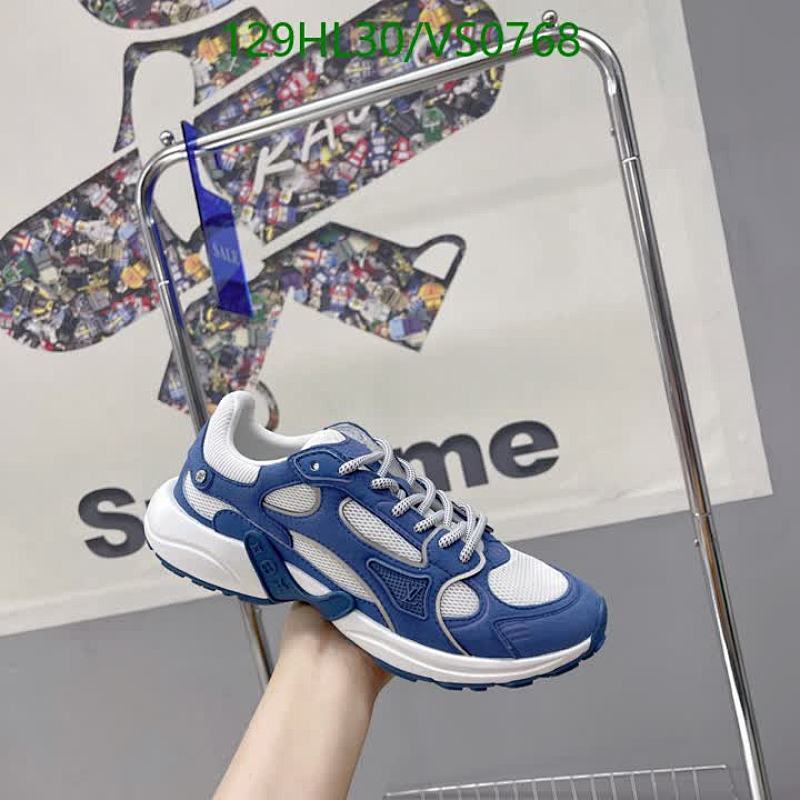 Louis Vuitton Men's Blue & White Sneakers - Premium Cowhide Leather Shoes