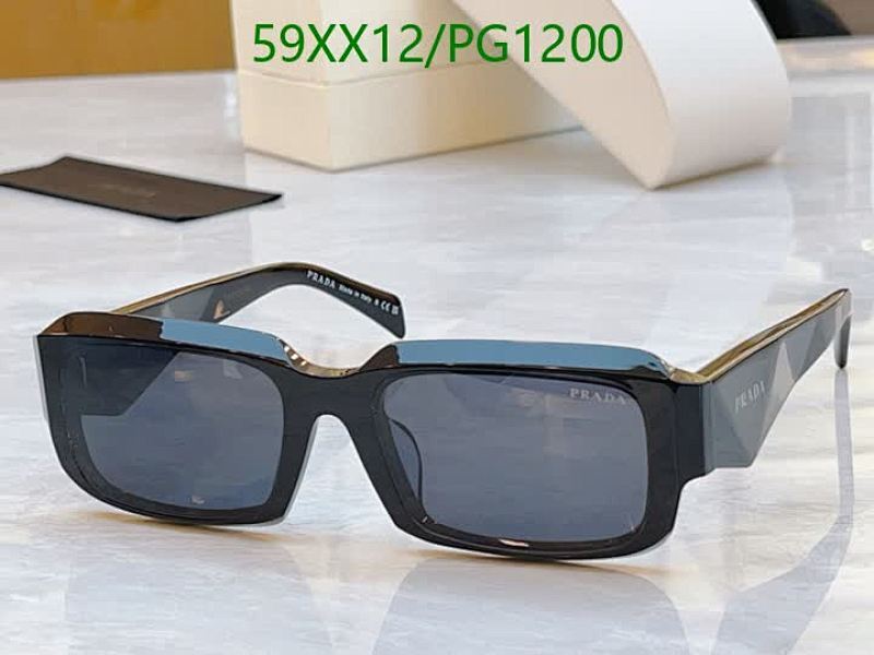 Prada PG1200 Rectangular Sunglasses 59XX12 - Black