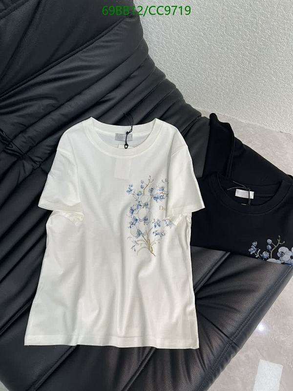 Dior Cotton Short Sleeve T-Shirt with Floral Embroidery - White & Black