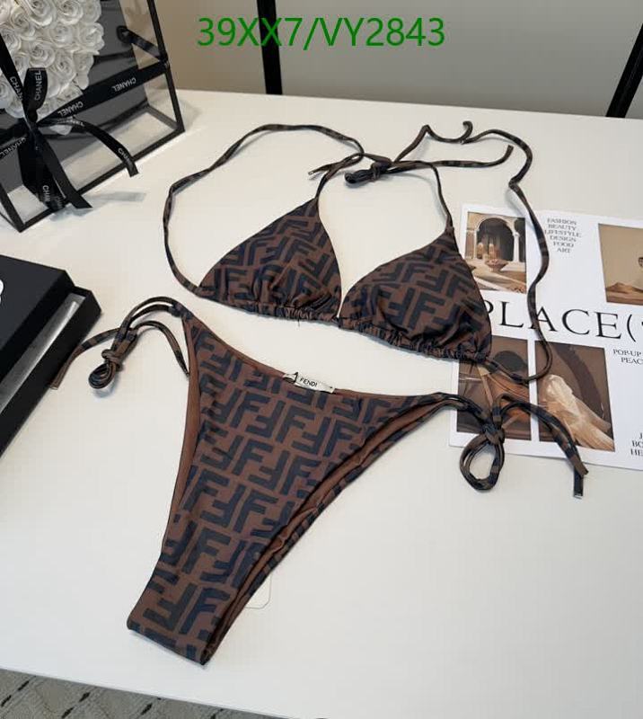 Fendi FF Monogram Two-Piece Bikini Swimsuit for Women - Adjustable Triangle Top