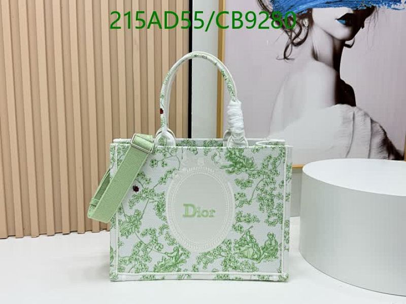 Dior Women's Floral Print Tote Bag - White/Green Canvas