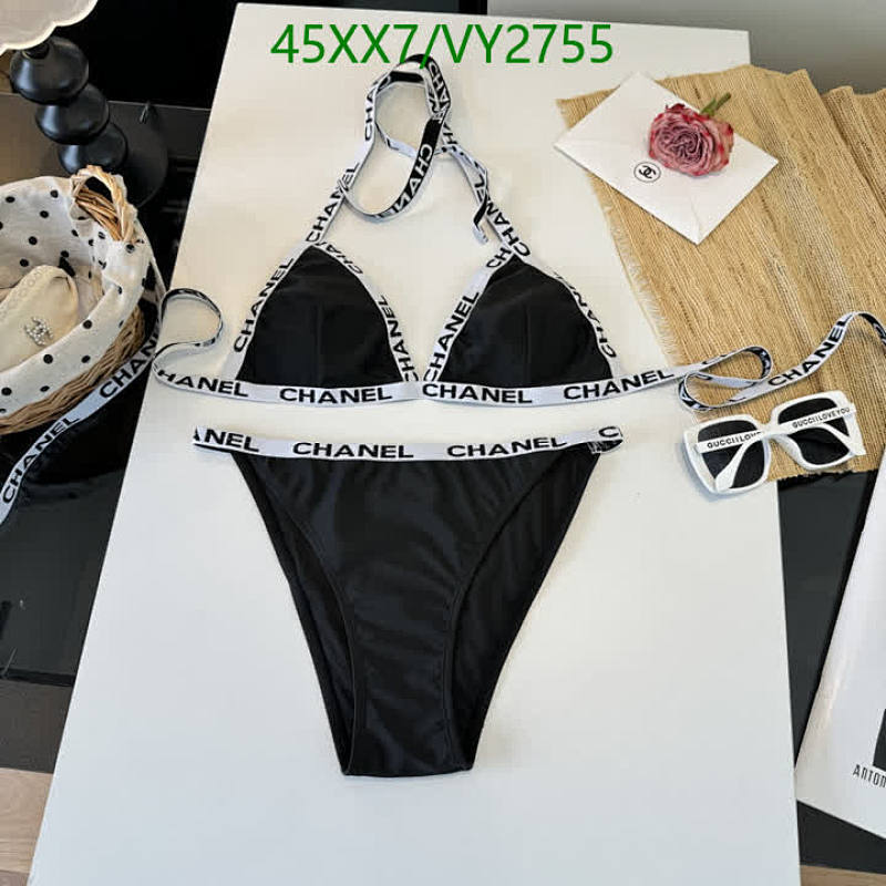 Chanel Black Halter Triangle Swimsuit with Branded Straps - Women's Designer Bikini