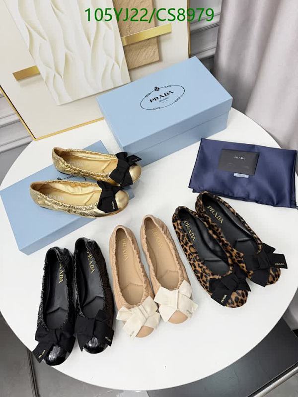 Prada Women's Sheepskin Ballet Flats with Bow Detail