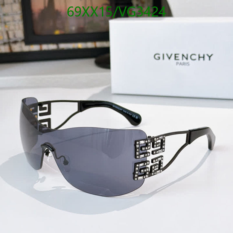 Givenchy Shield Sunglasses VG3424 - Sleek Design with Crystal Accents