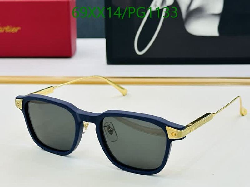 Cartier Signature C Decor Square Sunglasses - Navy Blue & Gold