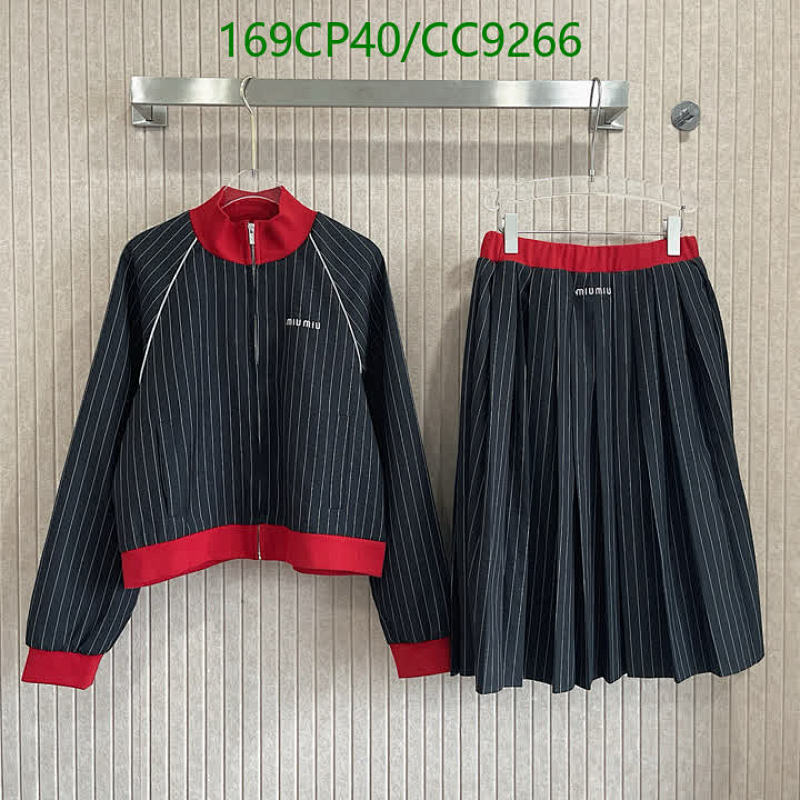 Miu Miu Women's Striped Track Jacket and Pleated Skirt Set