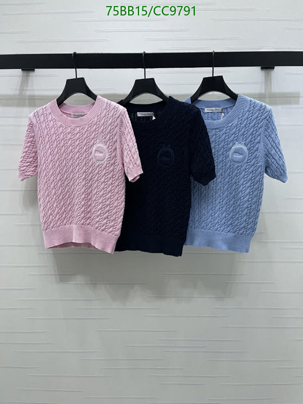 Dior Short Sleeve Knit Sweater - Wool Blend, Available in Pink, Navy, and Blue