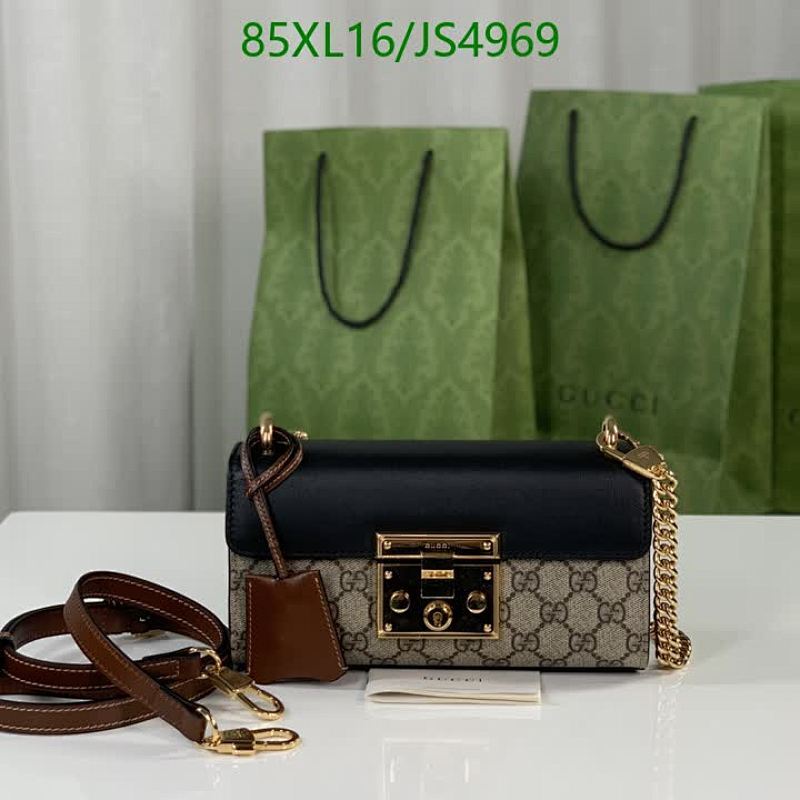 Gucci Padlock GG Supreme Canvas Shoulder Bag Black Leather Gold Hardware