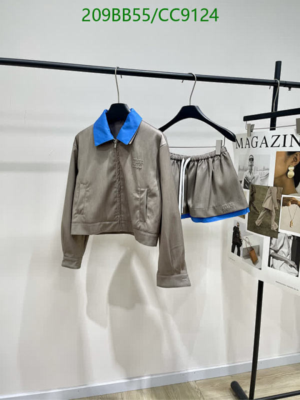 Miu Miu Women's Cotton Jacket & Shorts Set - Stylish Casual Two-Piece Outfit