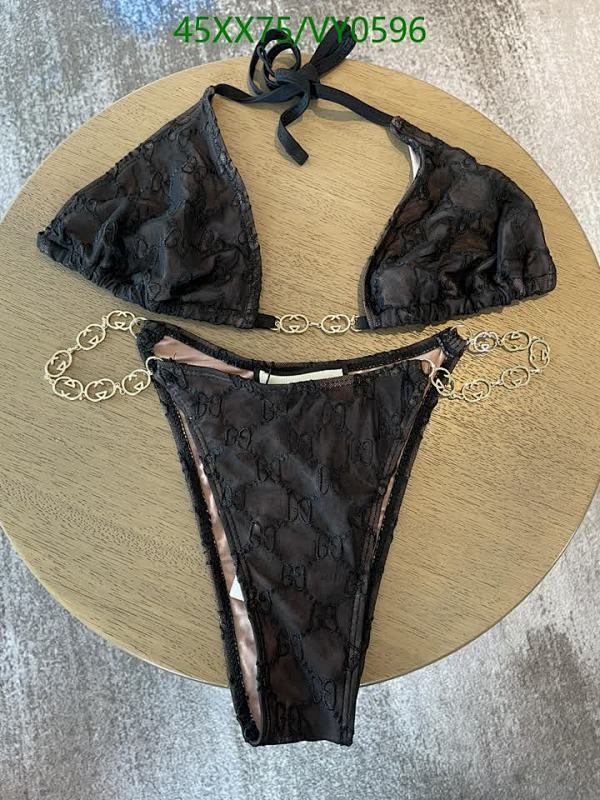 Gucci GG Monogram Bikini Set with Chain Detail - Stylish Black Swimsuit for Women