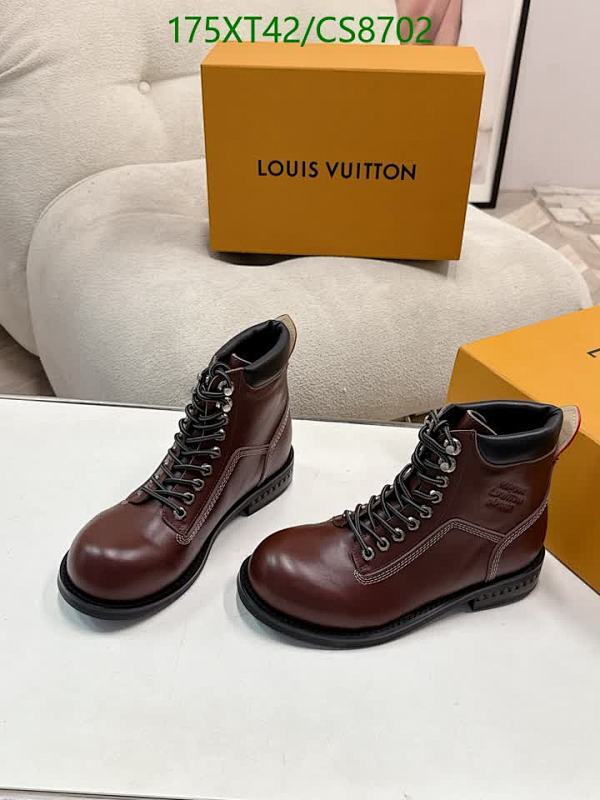 LOUIS VUITTON Men's Burgundy Leather Lace-up Work Boots