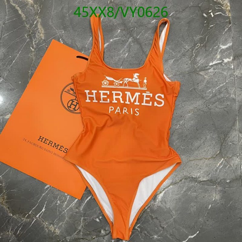 Hermes Paris One-Piece Swimsuit for Women - Stylish Orange Beachwear