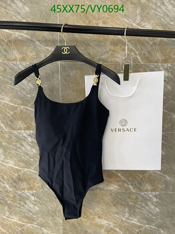 Versace Women's Classic Black Swimsuit with Gold-Tone Medusa Accents