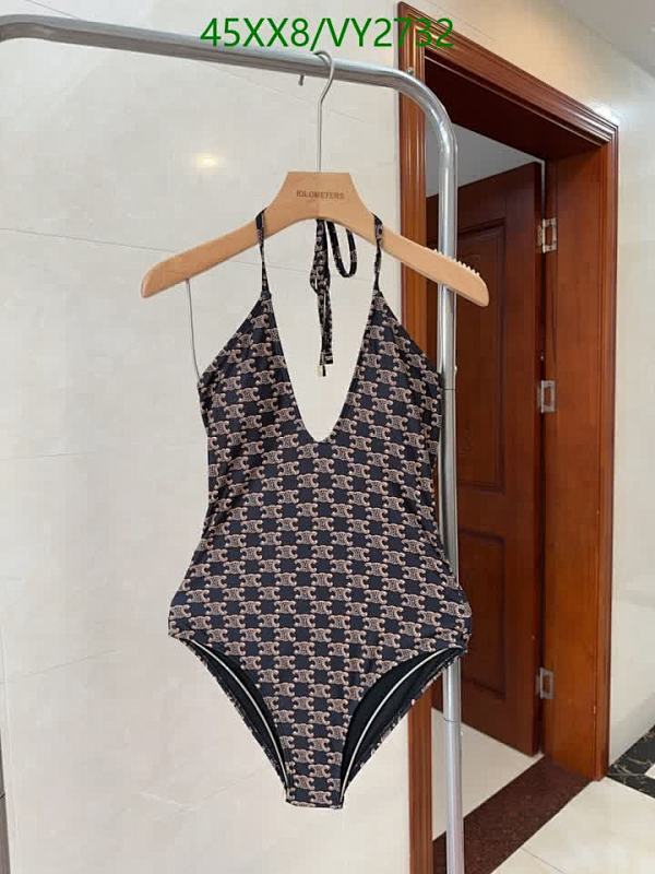 Celine Monogram Triomphe Halterneck Swimsuit - Elegant One-Piece Bathing Suit