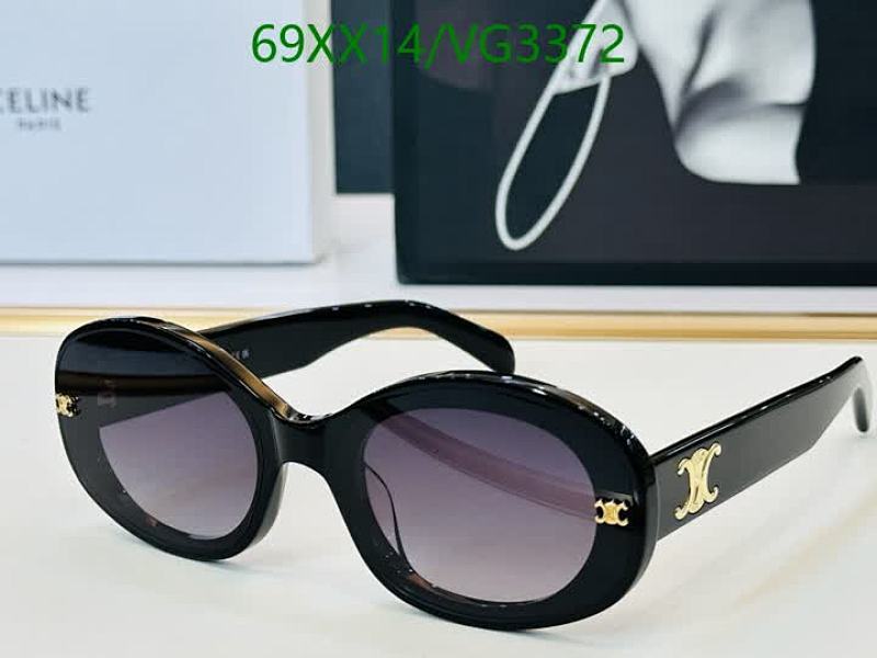 Celine VG3372 Black Oval Sunglasses with Gradient Lenses and Triomphe Logo