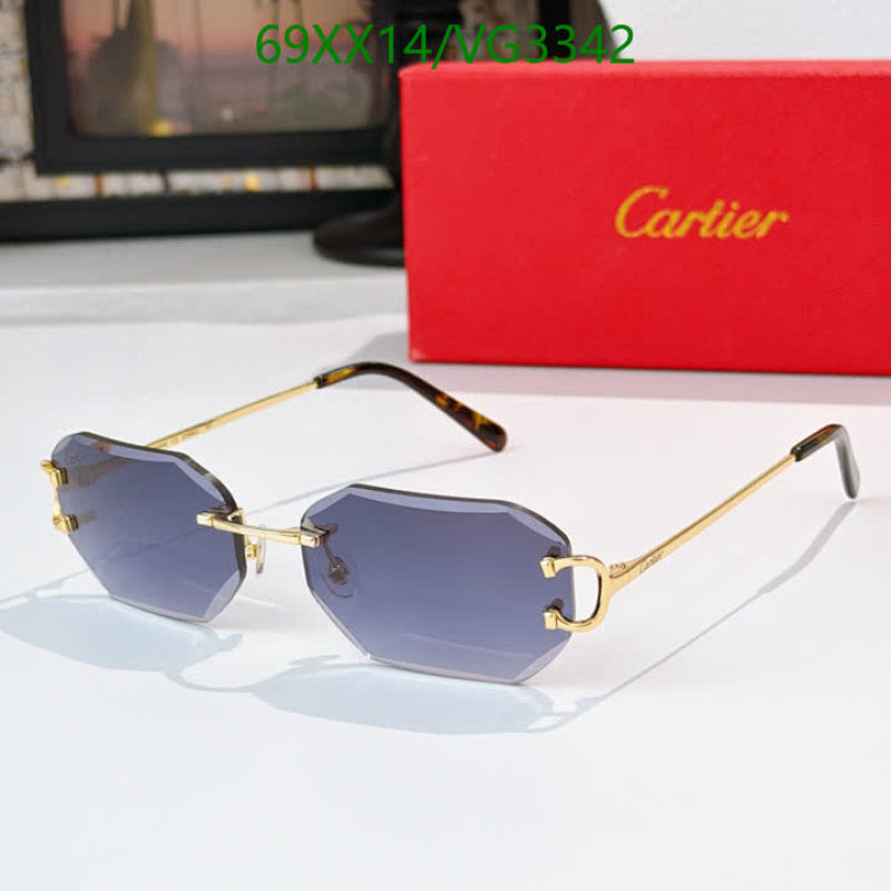 Cartier Rimless Hexagonal Sunglasses with Blue Lenses - VG3342 Style