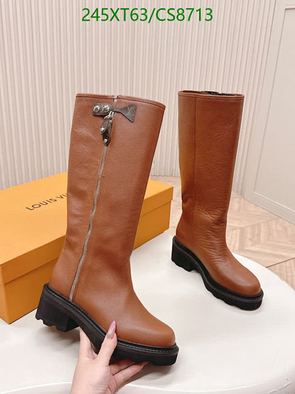 Women's Brown Leather Knee-High Boots with Zipper & Signature Detail