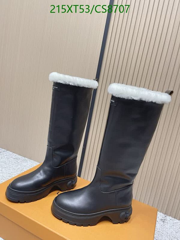 Women's Black Leather Knee-High Boots with Wool Trim 7 Women's Black Leather Knee-High Boots with Wool Trim