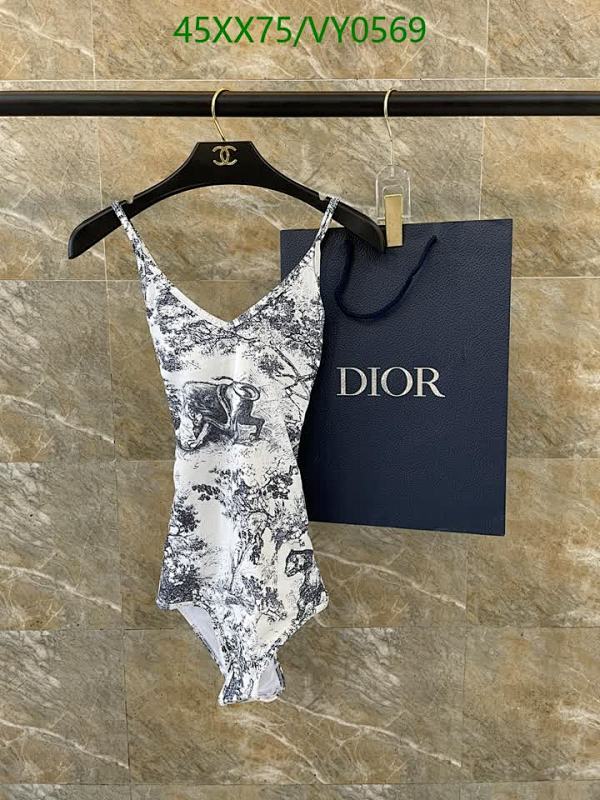 Dior Toile de Jouy One-Piece Swimsuit - Elegant Black and White Print
