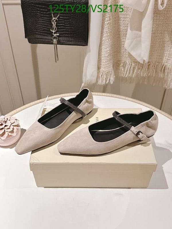 Brunello Cucinelli Women's Sheepskin Ballet Flats with Crystal Strap