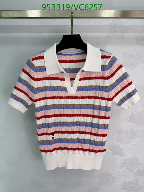 Dior Women's Striped Knitted Polo Shirt - Short Sleeve Cotton Blend Top