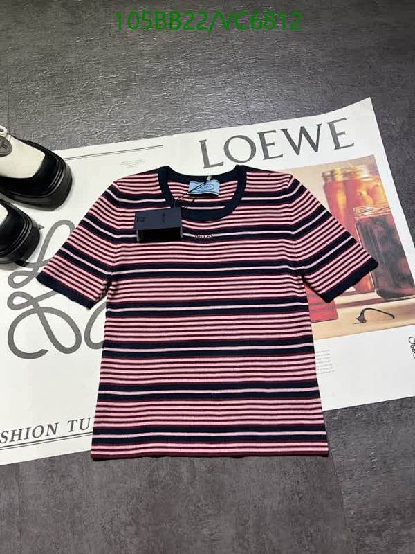 Prada Striped Knitted Short Sleeve Top for Women - Stylish & Comfortable