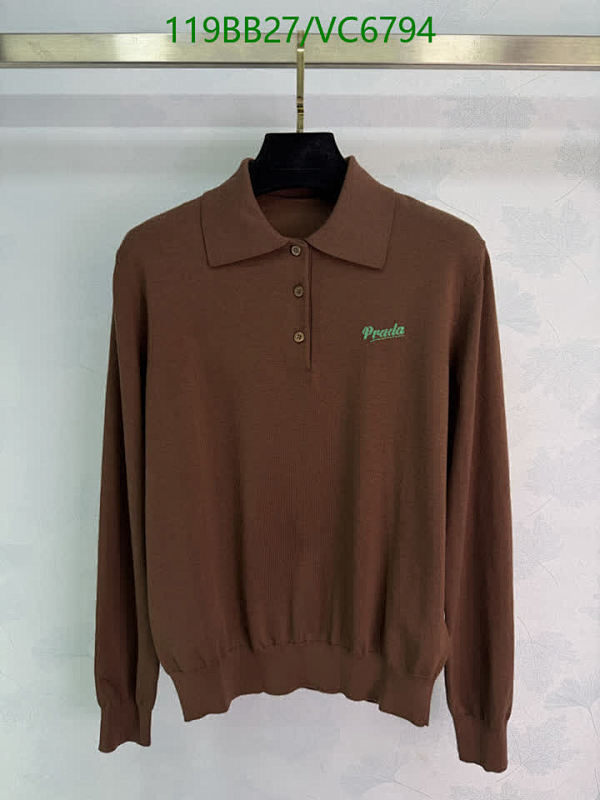 Prada Knitted Long Sleeve Polo Shirt - Elegant Brown with Embroidered Logo