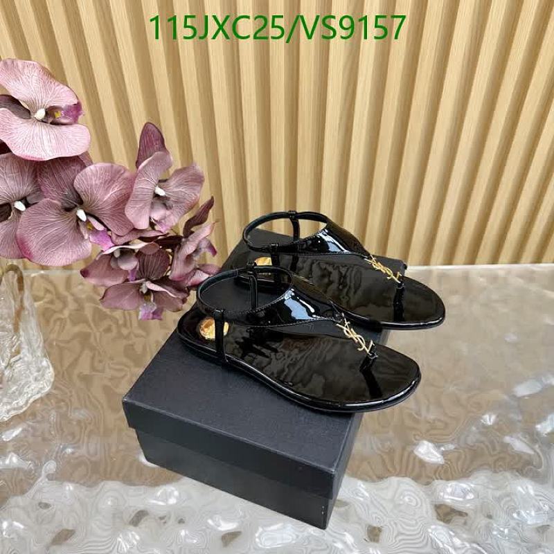 Yves Saint Laurent Women's Black Patent Leather Thong Sandals - EU 35-40