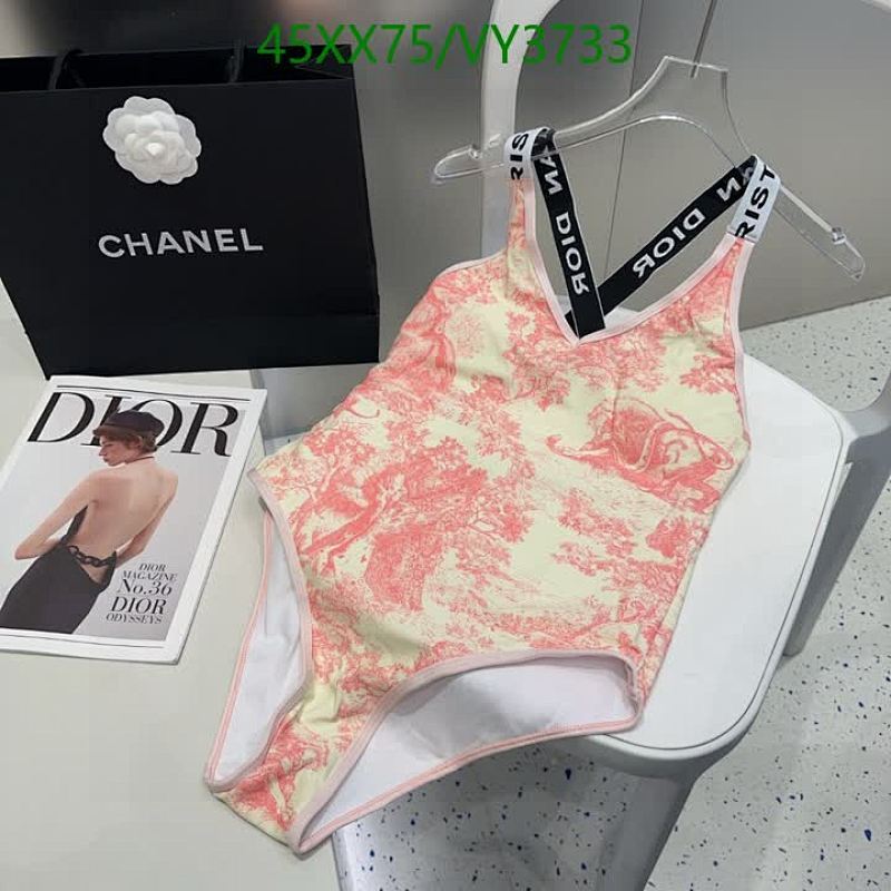 Dior Toile de Jouy One-Piece Swimsuit - Elegant Pink & White Beachwear