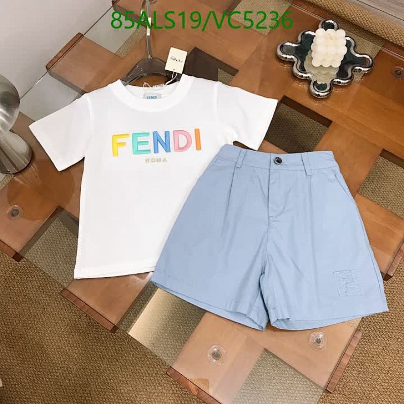 Fendi Kids' Colorful Logo T-Shirt & Blue Shorts Set - Comfortable Cotton Outfit