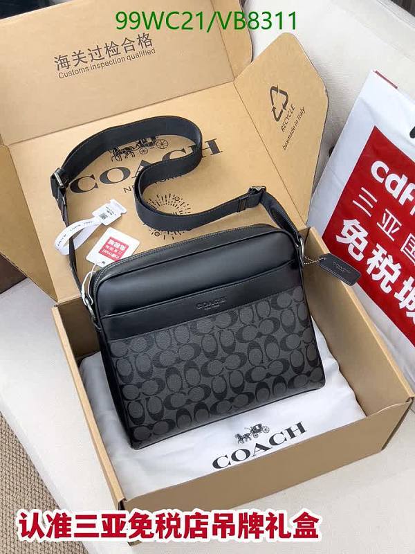 Coach Signature Jacquard Crossbody Bag for Men - Black Leather