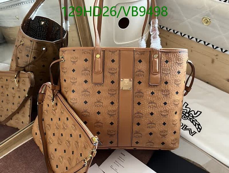 MCM Tote Bag - Classic Visetos Monogram Canvas Leather Trim
