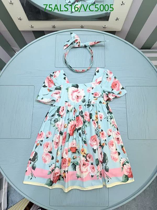 D&G Kids Floral Square-Neck Dress with Matching Headband - VC5005