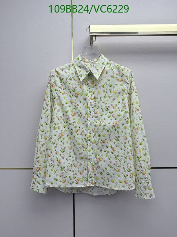 Dior Floral Print Long Sleeve Button-Up Shirt for Women - Elegant Cotton Blouse