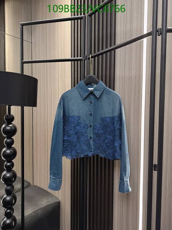 MM6 Maison Margiela Women's Denim Cropped Shirt with Lace Detail