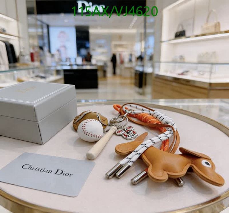Dior Charm Keyring with Baseball Bat, Ball, and Dog Accents - Unique Bag Charm