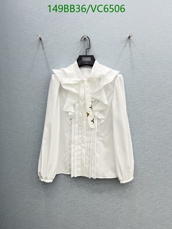 Elegant Louis Vuitton White Ruffled Blouse with Bow Tie - Women's Chic Top