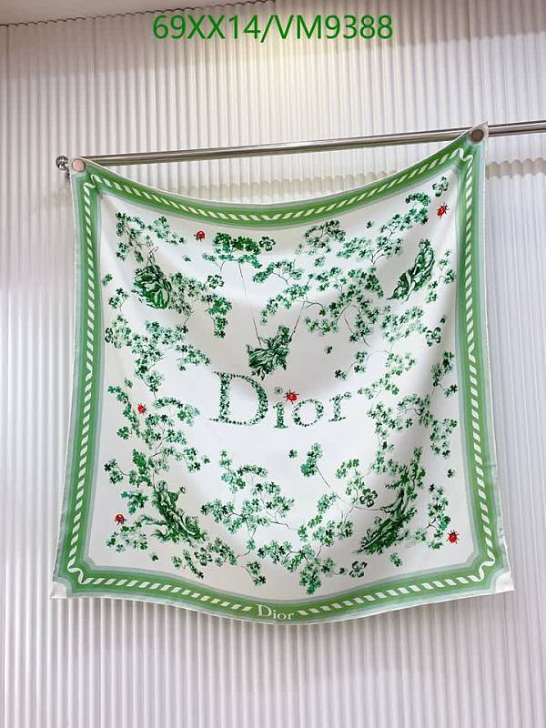Dior Silk Scarf 90x90cm - Elegant Floral & Ladybug Design