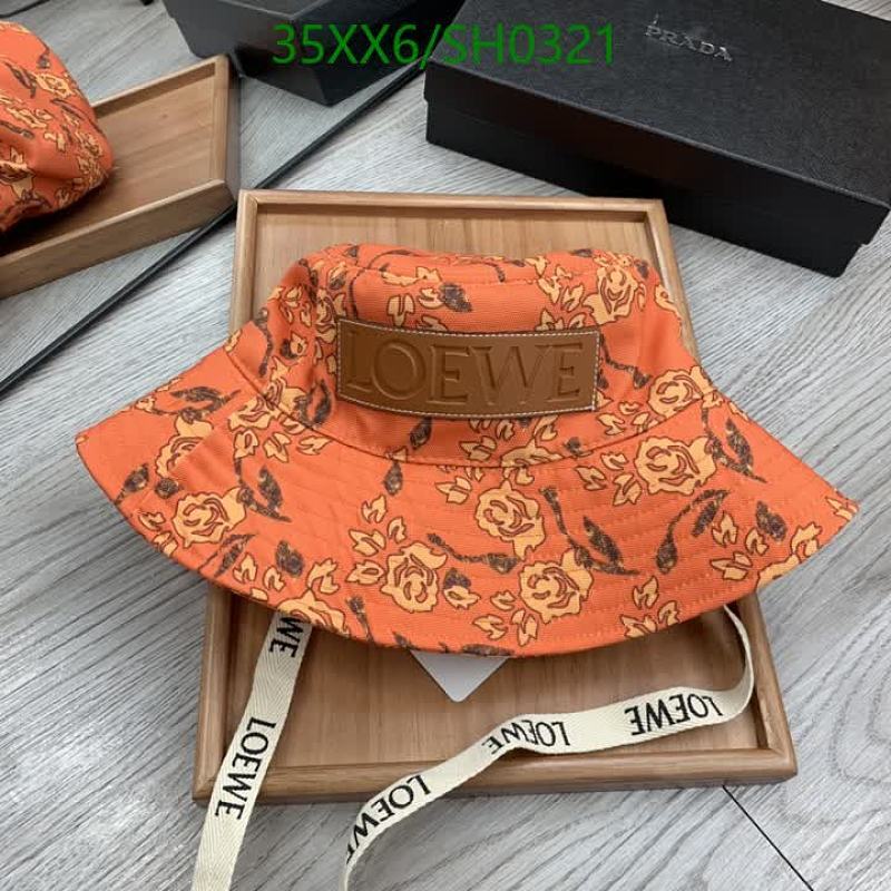 Loewe Floral Pattern Bucket Hat with Logo Patch - Stylish Orange Sun Protection
