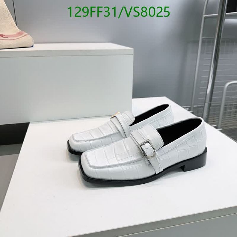 Balenciaga Women's White Leather Loafers with Buckle Detail