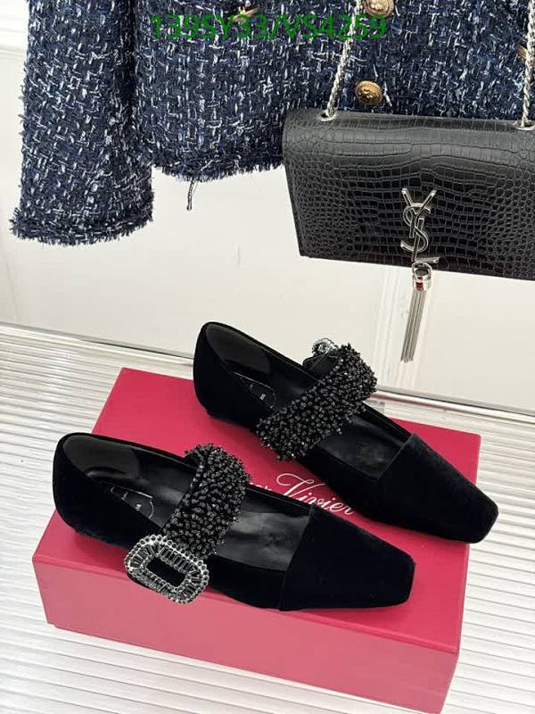 Roger Vivier Women's Black Velvet Crystal Buckle Flats - Elegant & Comfortable