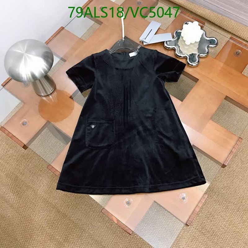 Dior Kids' Black Velvet Short Sleeve Dress with Embroidered Star