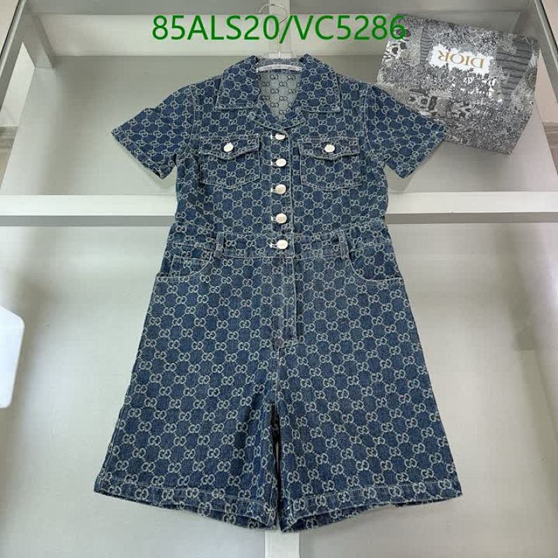 Gucci Kids Denim Monogram Jumpsuit - Stylish Short Sleeve Playtime Outfit