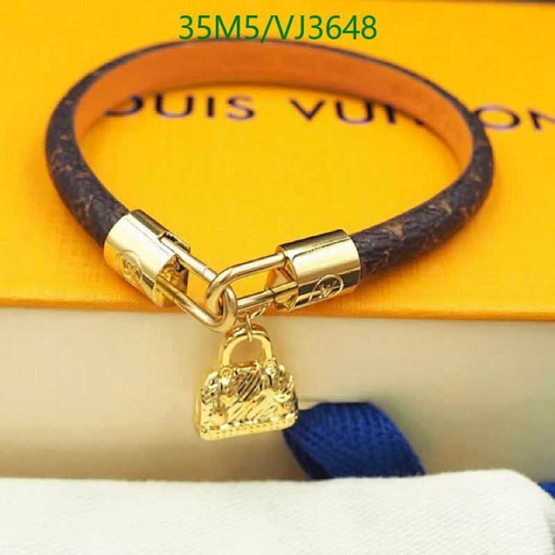 Louis Vuitton Monogram Reversible Bracelet with Gold-Tone Hardware Charm