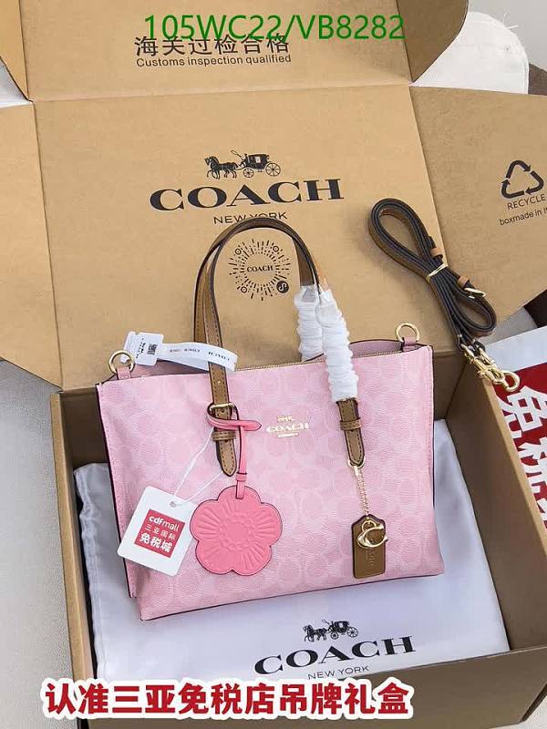 Coach Pink Monogram Tote Bag with Flower Charm - Medium Size