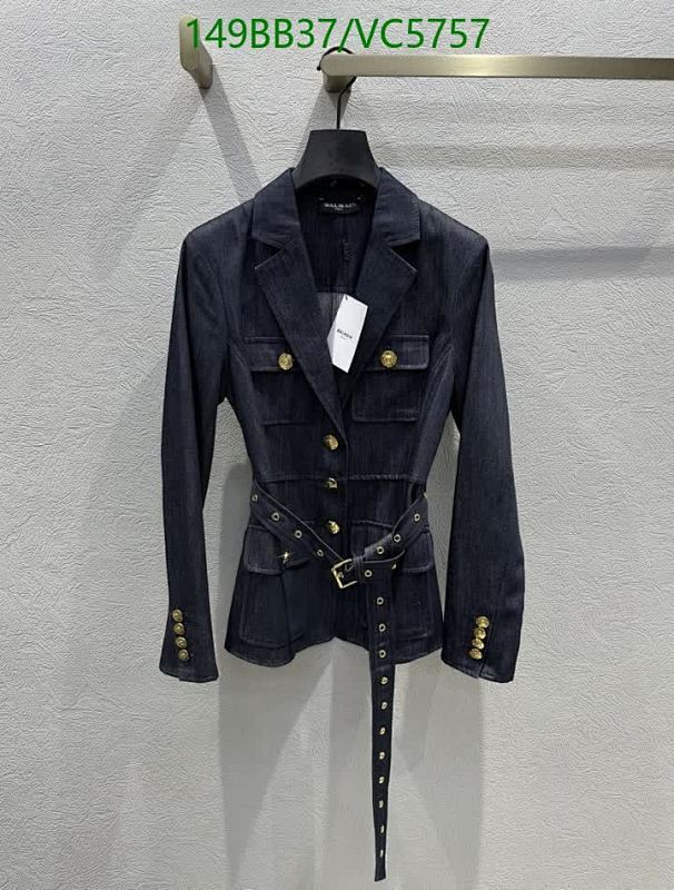 Balmain Women's Denim Blazer Jacket with Belt - Stylish & Versatile Outerwear