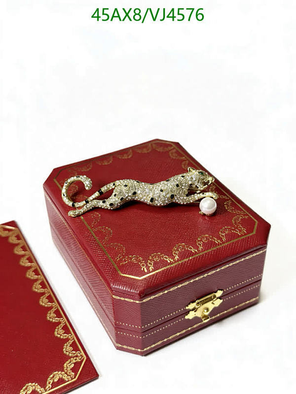 Cartier-Inspired Panther Brooch with Pearl Accent - Elegant Crystal Embellishment