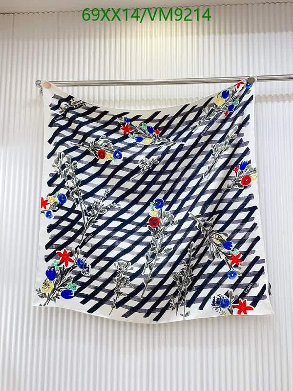 Chanel Real Silk Scarf 90x90CM - Elegant Floral & Stripe Design