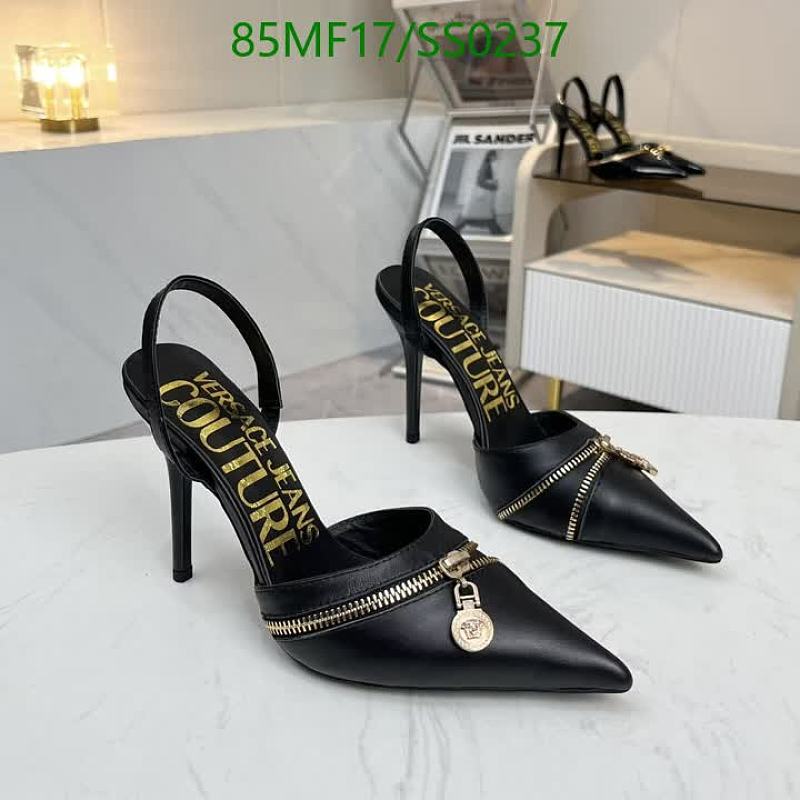 Versace Women's Black Leather Slingback High Heel Pumps